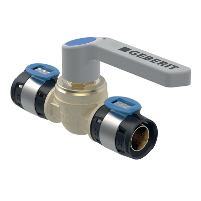 61985200100 Geberit FlowFit Kogelkraan 25mm (brons, 2x pers, grijze hendel)