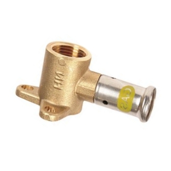 81028820116 Henco Gas Muurplaat Kort 16x1/2 (pers x bi.dr. Messing, H=35)